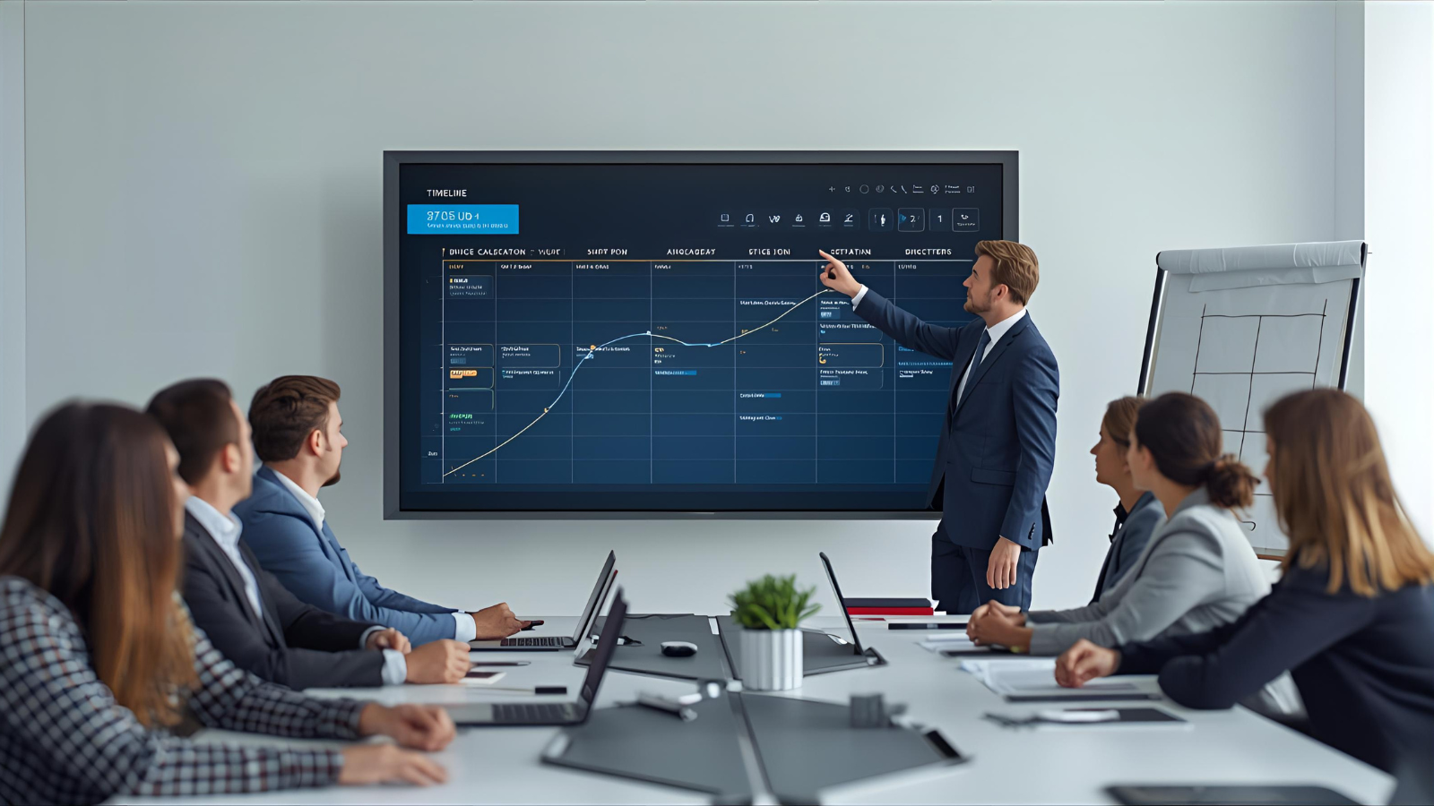 AI Improving With Team Usage Team reviewing performance dashboard as AI app builders learn usage patterns and speed up development over time