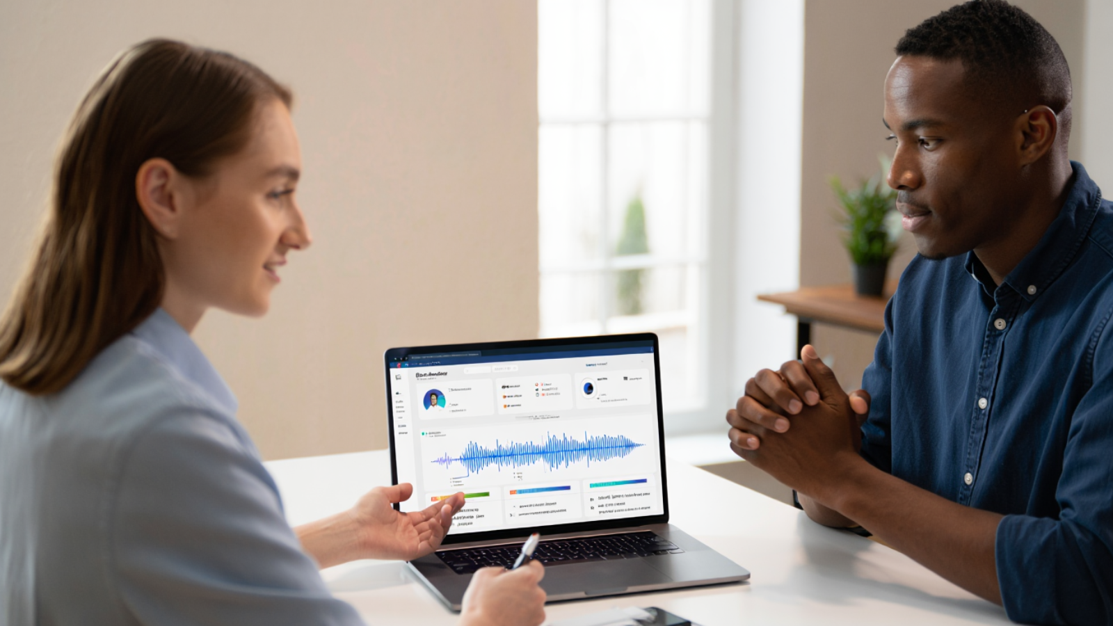 Customer Support Coaching Supervisor coaching a support agent using call monitoring data and translated call recordings.
