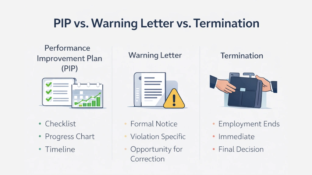 PIP vs. Warning Letter vs. Termination PIP-VS-WARNING-LETTER-TERMINATION-performance-improvement-plans