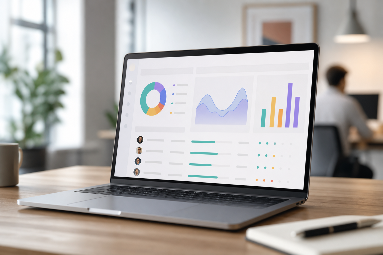 website and app usage monitoring dashboard for a 12-person team