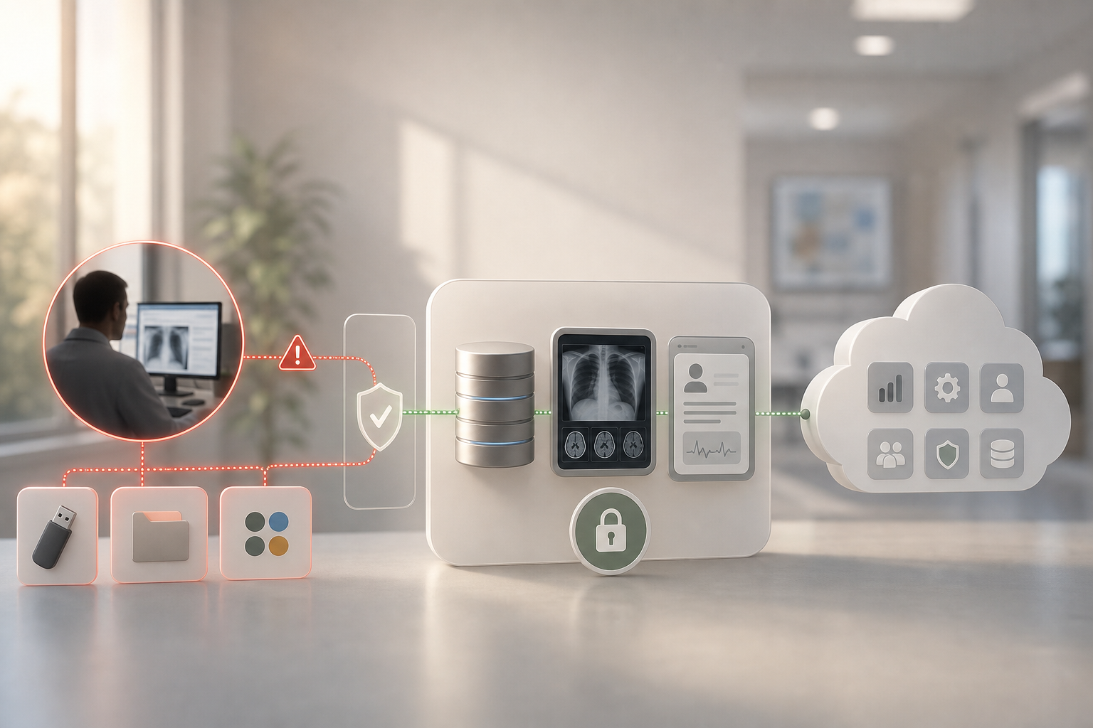 insider threat and data loss prevention in healthcare diagram