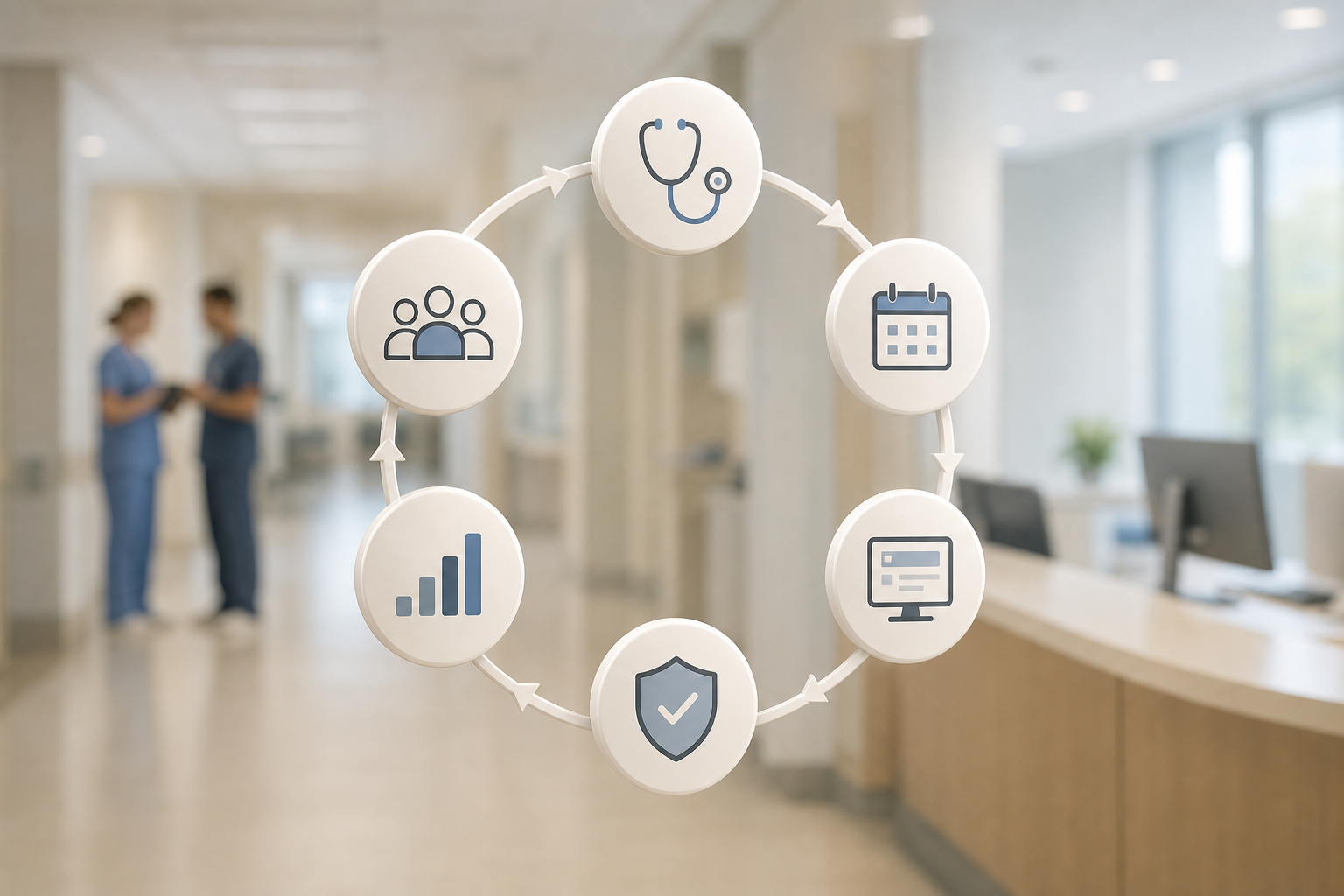 6-step healthcare productivity tracking flow