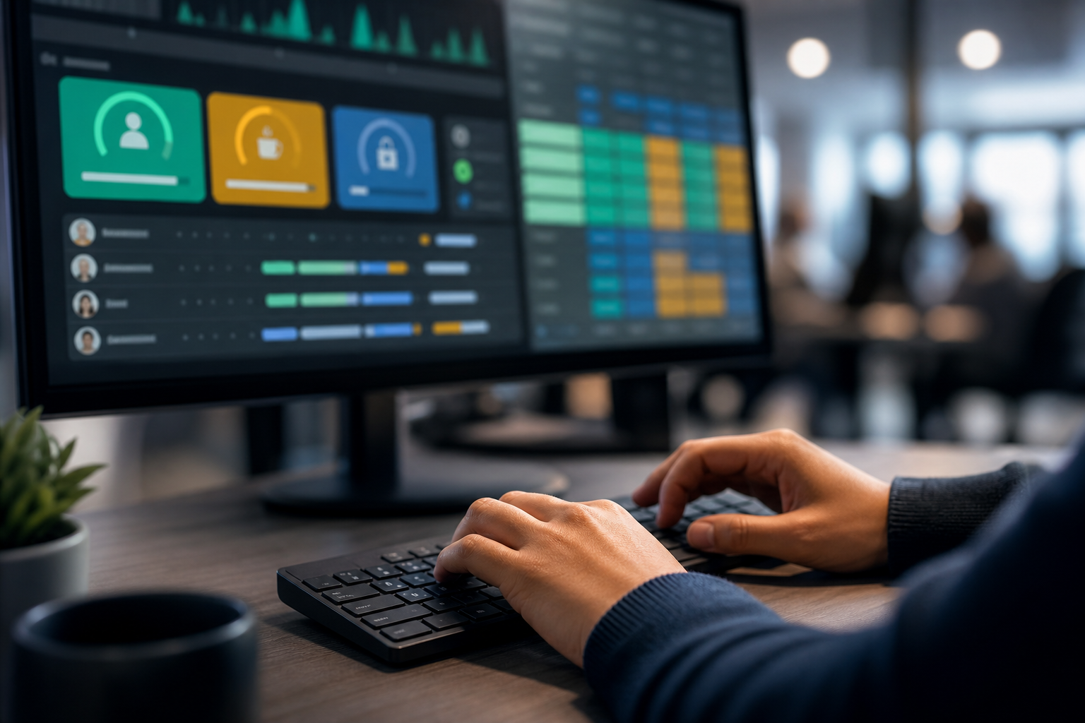 EmpMonitor dashboard for call centers showing time, idle, and screenshots