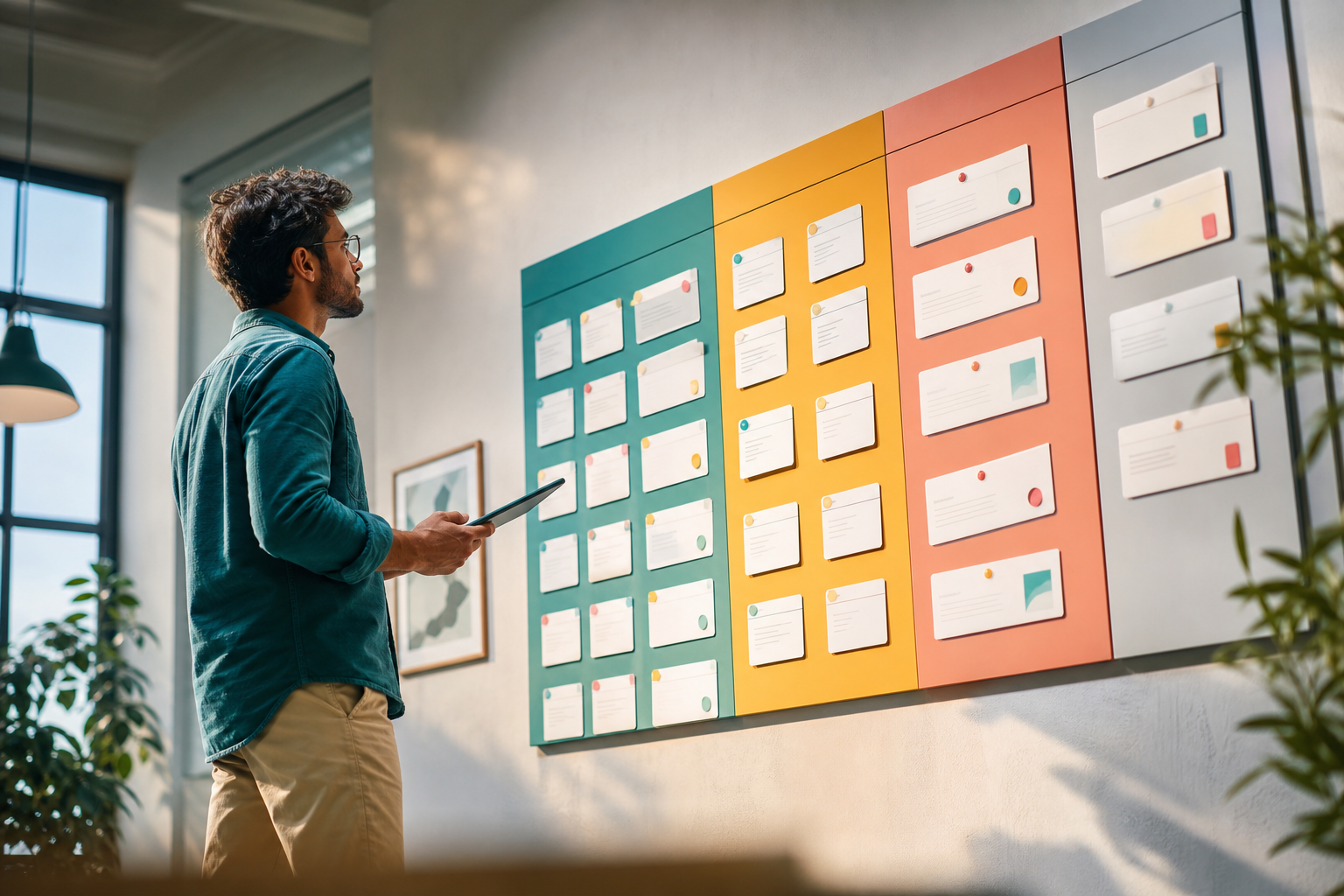 step-by-step task list board for a blog launch