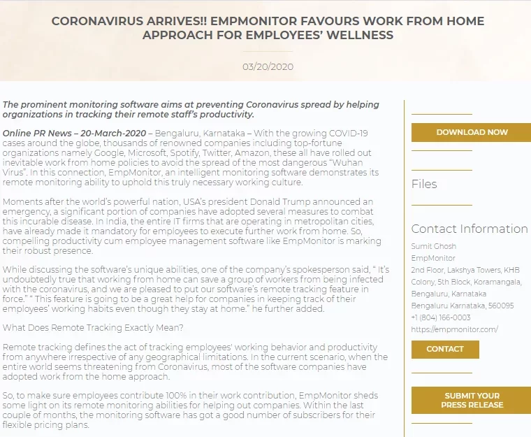 Coronavirus Arrives!! EmoMonitor Favours Work From Home Approach For Employees’ Welness