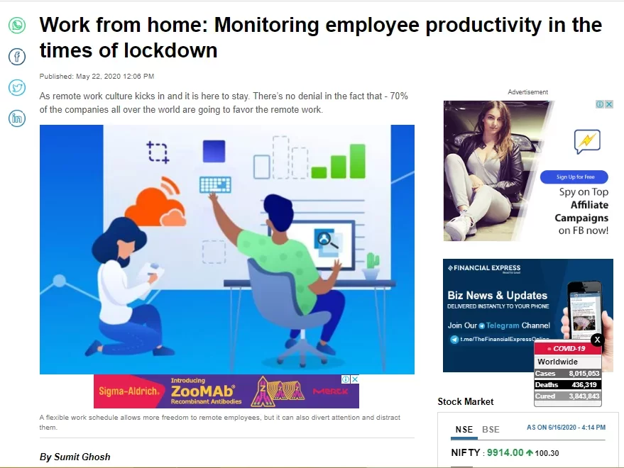 Work from home: Monitoring employee productivity in the times of lockdown